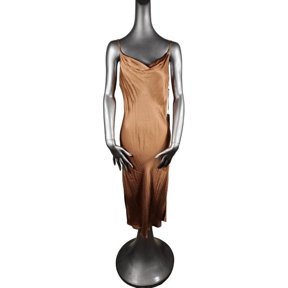 Young Fabulous & Broke NWT Brown Drape Slip Dress YFB Medium - Picture 3 of 6